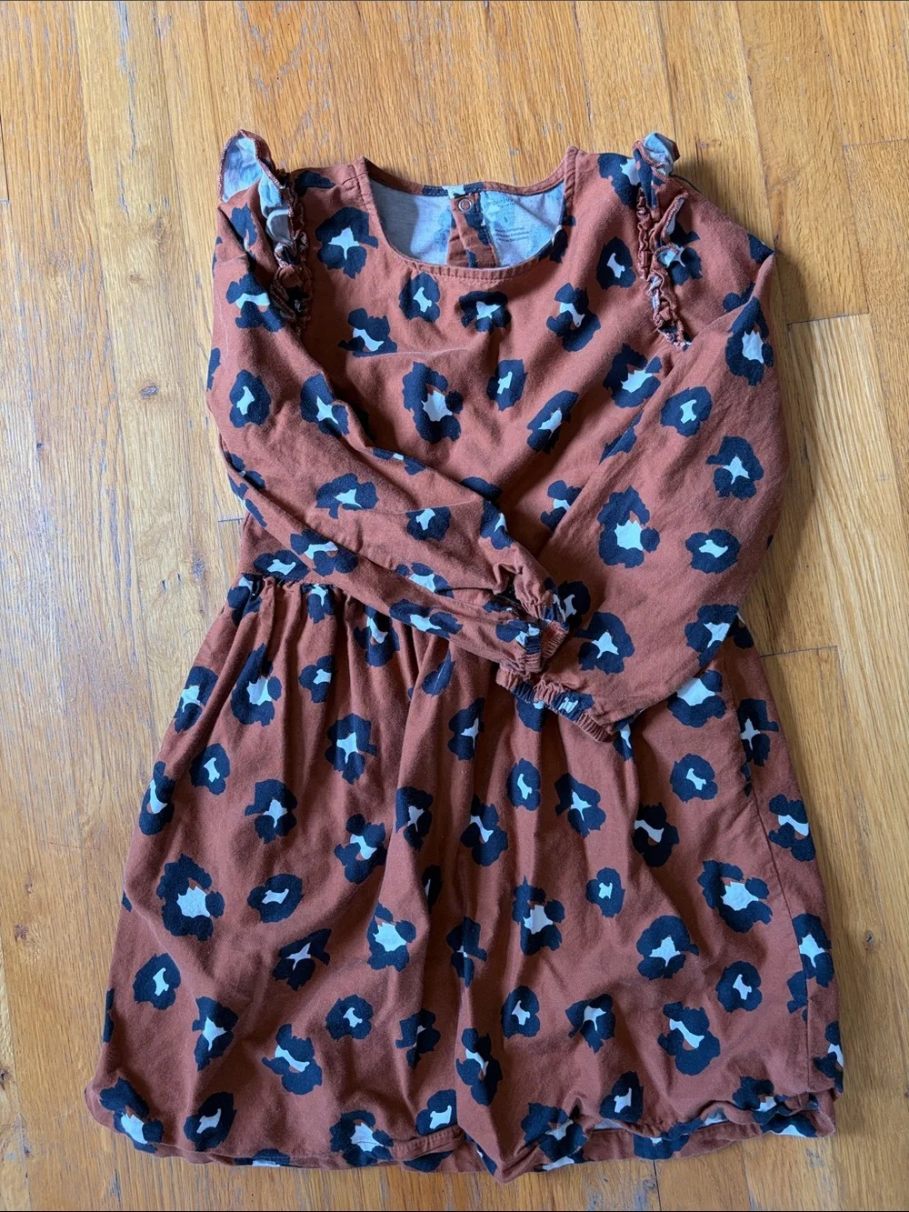Carter's Rust Floral Long-Sleeve Ruffle Dress